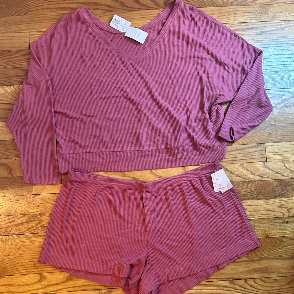 Auden Ribbed Mauve Sleep Set
